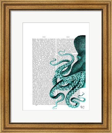 Framed Octopus Green Half Print