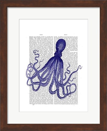 Framed Blue Octopus 4 Print