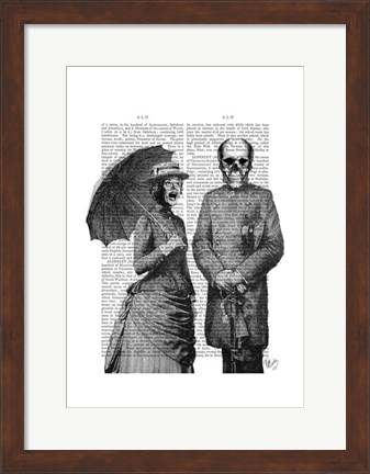 Framed Screaming Woman and Skull Print
