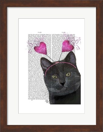 Framed Black Cat Valentines Print