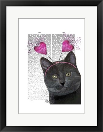 Framed Black Cat Valentines Print