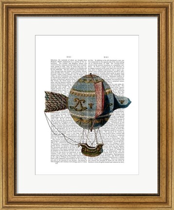 Framed Hot Air Balloon With Tail Feather Print