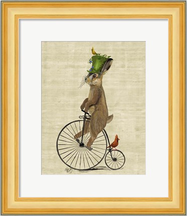 Framed March Hare on Penny Farthing Print