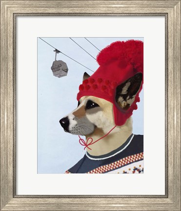 Framed Dog in Ski Sweater Print