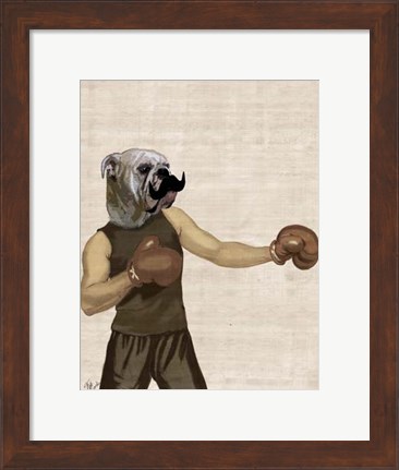 Framed Boxing Bulldog Portrait Print