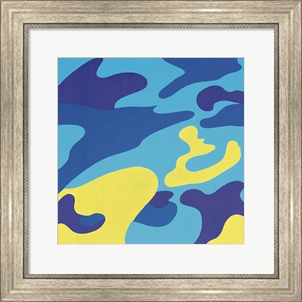 Framed Camouflage, 1987 (blue, yellow) Print