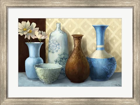 Framed Soft Blue Vase Print