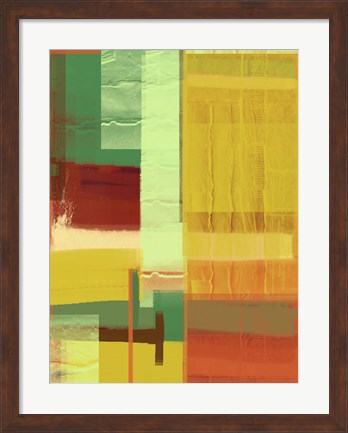 Framed Green and Brown Abstract 2 Print