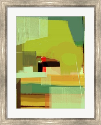 Framed Green and Brown Abstract 5 Print