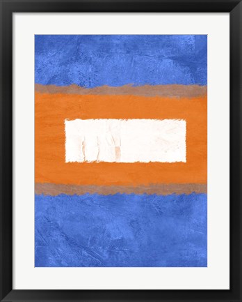 Framed Blue and Orange Abstract Theme 1 Print