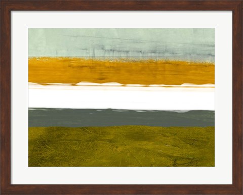 Framed Abstract Stripe Theme Yellow and White Print