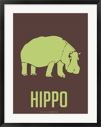 Framed Hippo Green Print