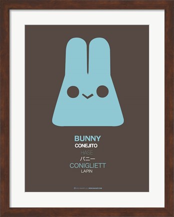 Framed Blue Bunny Multilingual Print