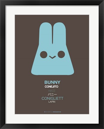 Framed Blue Bunny Multilingual Print