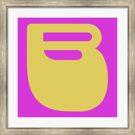 Framed Letter B Yellow Print