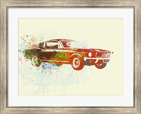 Framed Ford Mustang Watercolor Print