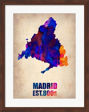 Framed Madrid Watercolor Map Print