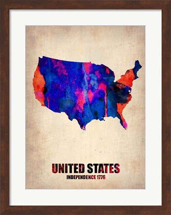 Framed USA Watercolor Map 1 Print