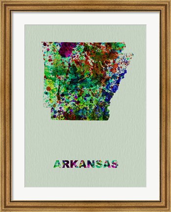 Framed Arkansas Color Splatter Map Print