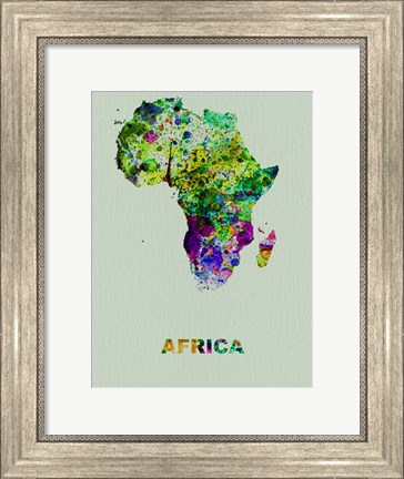 Framed Africa Color Splatter Map Print