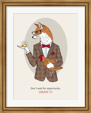 Framed Fox Man In Pin Suit Print
