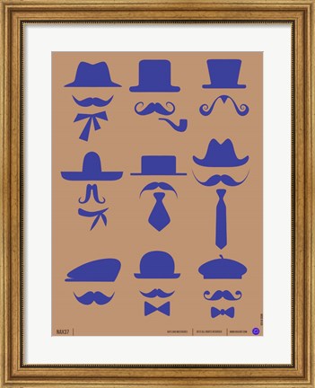 Framed Hats and Mustaches 2 Print