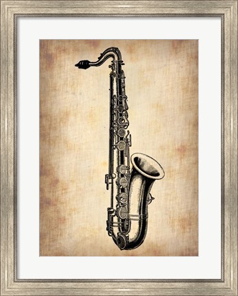 Framed Vintage Saxophone Print