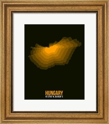 Framed Hungary Radiant Map 3 Print