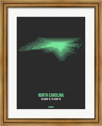 Framed North Carolina Radiant Map 4 Print