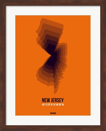 Framed New Jersey Radiant Map 3 Print
