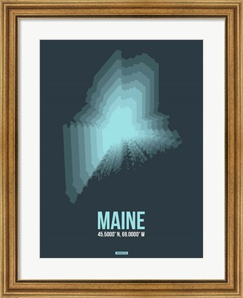 Framed Maine Radiant Map 4 Print