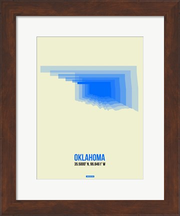 Framed Oklahoma Radiant Map 1 Print