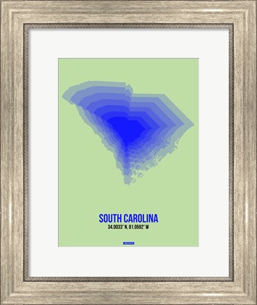 Framed South Carolina Radiant Map 2 Print