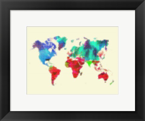 Framed Dotted World Map 4 Print
