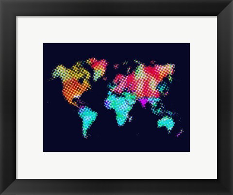 Framed Dotted World Map 5 Print