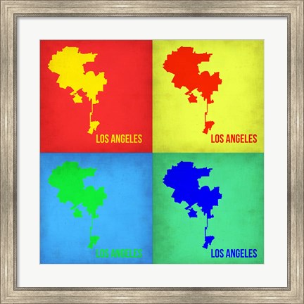 Framed Los Angeles Pop Art Map 1 Print