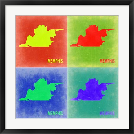 Framed Memphis Pop Art Map 2 Print
