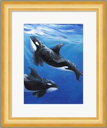 Framed Under Sea Whales II Print