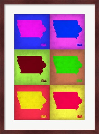 Framed Iowa Pop Art Map 2 Print