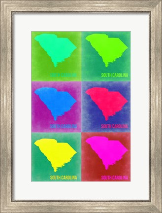 Framed South Carolina Pop Art Map 2 Print