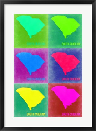 Framed South Carolina Pop Art Map 2 Print