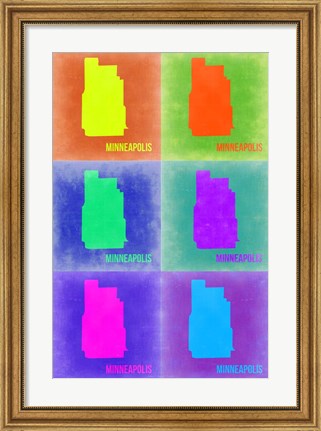 Framed Minneapolis Pop Art Map 3 Print