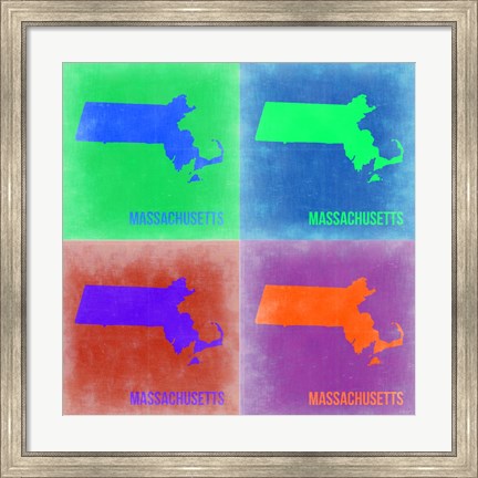 Framed Massachusetts Pop Art Map 2 Print