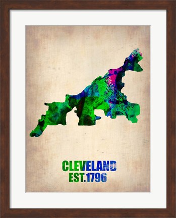 Framed Cleveland Watercolor Map Print