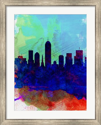 Framed Indianapolis Watercolor Skyline Print