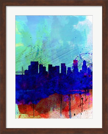 Framed Portland Watercolor Skyline Print