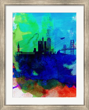 Framed San Francisco Watercolor Skyline 2 Print