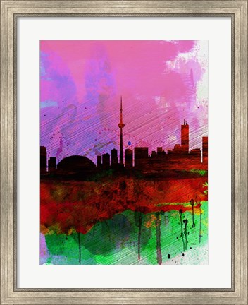 Framed Toronto Watercolor Skyline Print