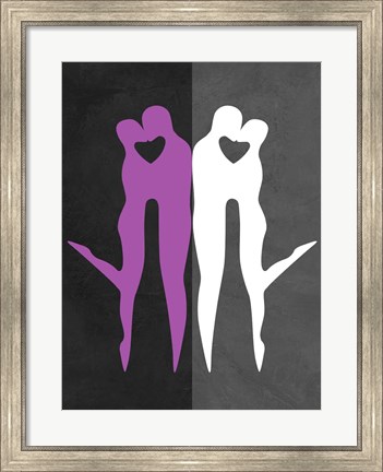 Framed Purple and White Kiss Print