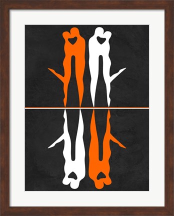 Framed Orange and White Kiss Print